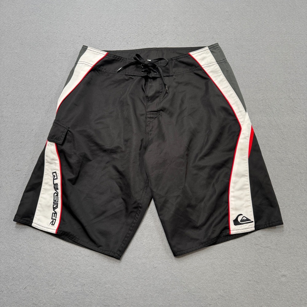 Quiksilver Board Shorts Men's 33 Black Colorblock Lightweight Surf Swim Trunks